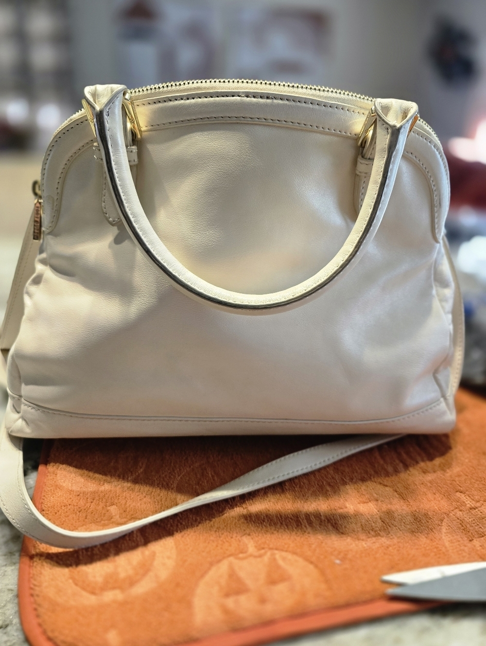 Tory Burch Cream Leather Dome Satchel - Picture 3 of 6
